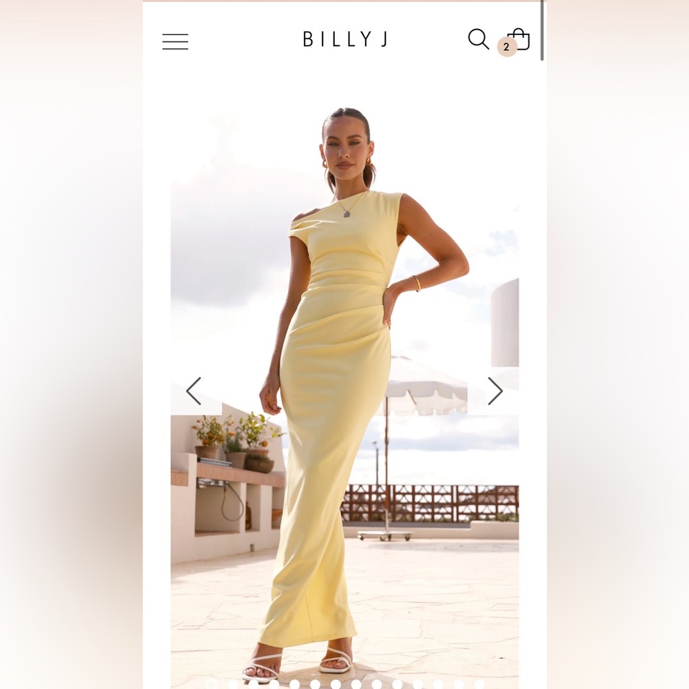 NWT BillyJ Elegant One-Shoulder Yellow Maxi Dress Size 6AU or 2/XS (US)